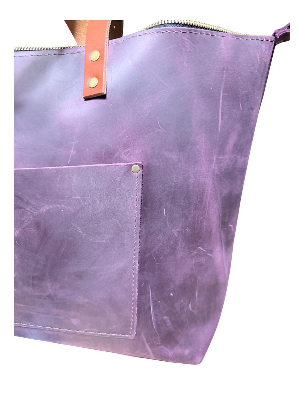 Portland Leather Goods oversized Tote Larkspur Purple VGUC - Picture 4 of 16